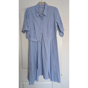 Calvin Klein Blue Striped Long Sleeve Dress